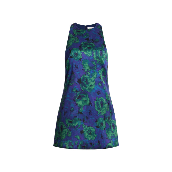 Brandon Maxwell Joelle Mini Dress in Blue Floral | Luxury Shoes 