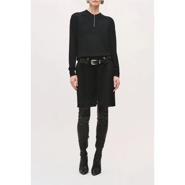 Brandon Maxwell Keaton Quarter Zip Sweater in Black | Sweaters | Luxury Shoes 