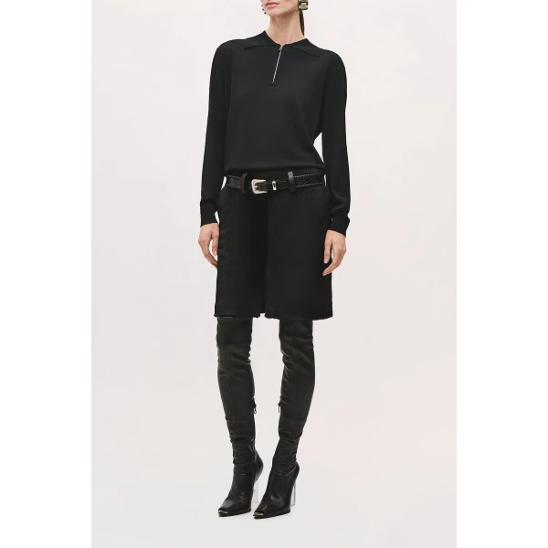 Brandon Maxwell Keaton Quarter Zip Sweater in Black | Sweaters | Luxury Shoes 