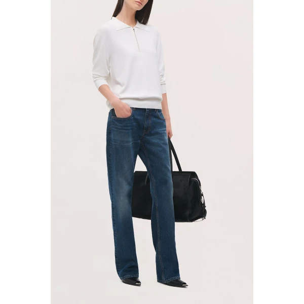 Brandon Maxwell Keaton Quarter Zip Sweater in White | Sweaters | Luxury Shoes 