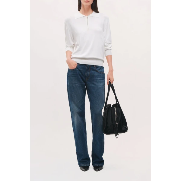 Brandon Maxwell Keaton Quarter Zip Sweater in White | Sweaters | Luxury Shoes 