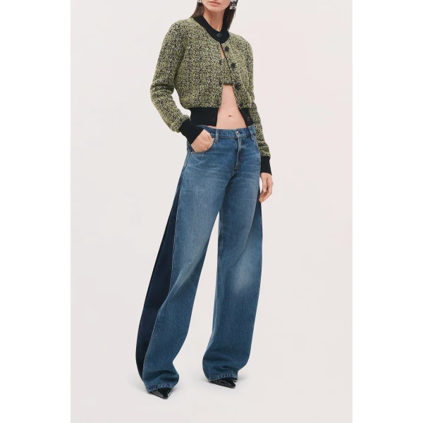 Brandon Maxwell Lana Jean in Bi-Color Wash | Denim | Luxury Shoes 