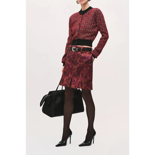 Brandon Maxwell Lex Pencil Skirt in Red Floral | Pencil Skirts | Luxury Shoes 