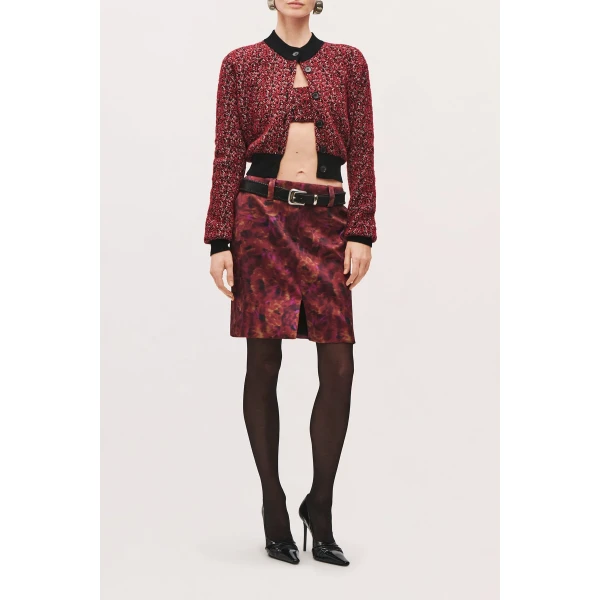 Brandon Maxwell Lex Pencil Skirt in Red Floral | Pencil Skirts | Luxury Shoes 