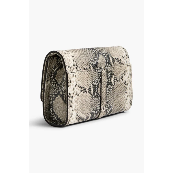 Brandon Maxwell Louise Pochette Bag in Black and White Embossed Python | Shoulder & Crossbody Bags | Luxury Shoes 