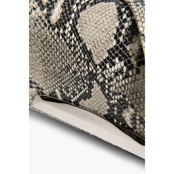 Brandon Maxwell Louise Pochette Bag in Black and White Embossed Python | Shoulder & Crossbody Bags | Luxury Shoes 