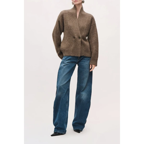 Brandon Maxwell Lowen Cardigan in Truffle | Cardigan | Luxury Shoes 