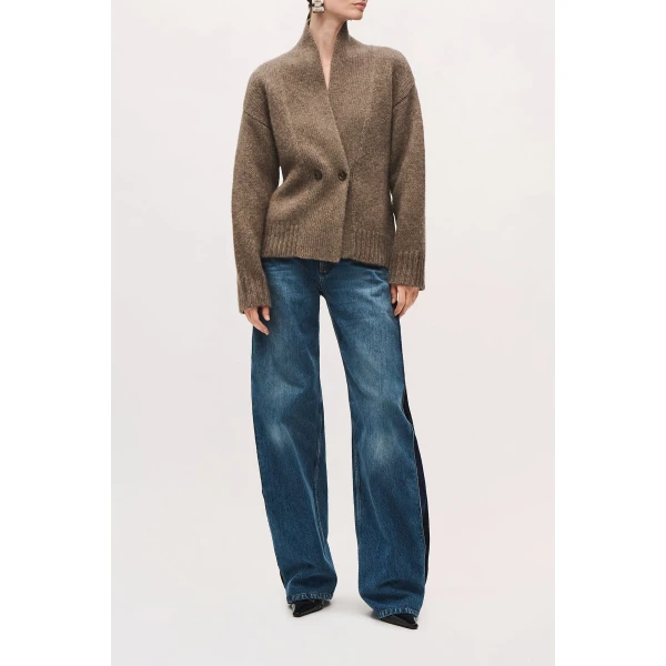 Brandon Maxwell Lowen Cardigan in Truffle | Cardigan | Luxury Shoes 
