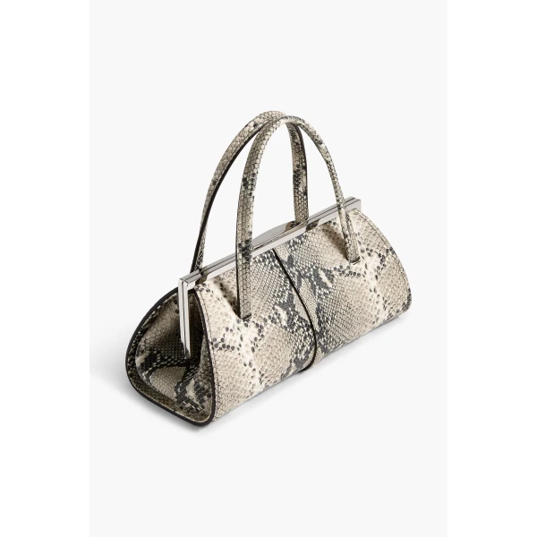Brandon Maxwell Maxwell Frame Bag in Black and White Embossed Python | Totes & Top-Handle Bags | Luxury Shoes 