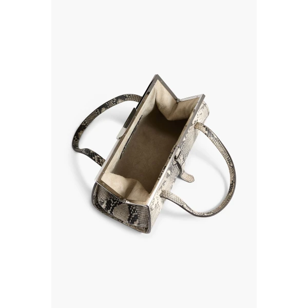 Brandon Maxwell Maxwell Frame Bag in Black and White Embossed Python | Totes & Top-Handle Bags | Luxury Shoes 