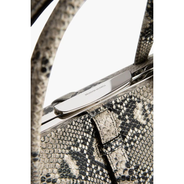 Brandon Maxwell Maxwell Frame Bag in Black and White Embossed Python | Totes & Top-Handle Bags | Luxury Shoes 