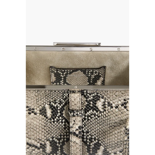 Brandon Maxwell Maxwell Frame Bag in Black and White Embossed Python | Totes & Top-Handle Bags | Luxury Shoes 
