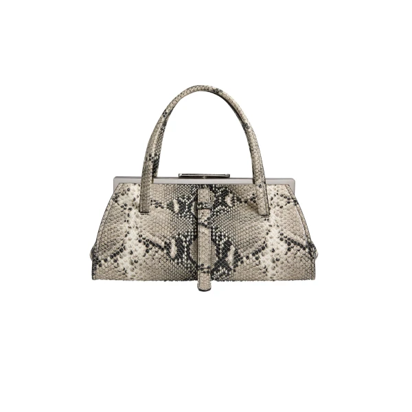 Brandon Maxwell Maxwell Frame Bag in Black and White Embossed Python | Luxury Shoes 