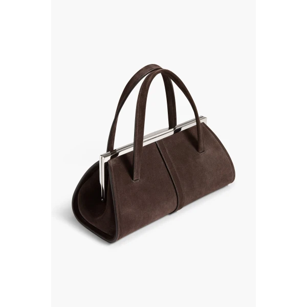 Brandon Maxwell Maxwell Frame Bag in Malt Brown Suede | Totes & Top-Handle Bags | Luxury Shoes 