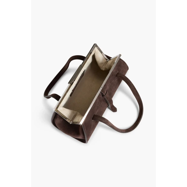 Brandon Maxwell Maxwell Frame Bag in Malt Brown Suede | Totes & Top-Handle Bags | Luxury Shoes 