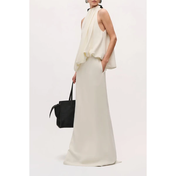 Brandon Maxwell Petra Gown in Ivory and Black | Evening Gowns | Luxury Shoes 