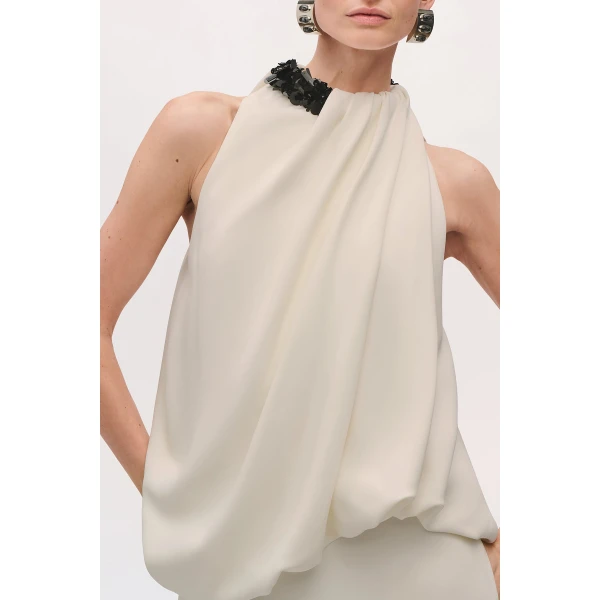 Brandon Maxwell Petra Gown in Ivory and Black | Evening Gowns | Luxury Shoes 