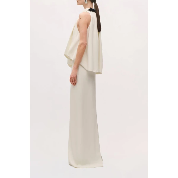 Brandon Maxwell Petra Gown in Ivory and Black | Evening Gowns | Luxury Shoes 