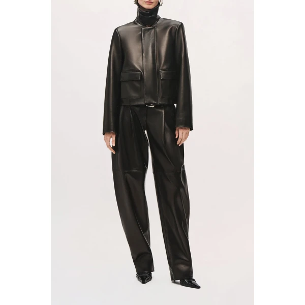 Brandon Maxwell Remi Jacket in Black Leather | Leather Jackets | Luxury Shoes 