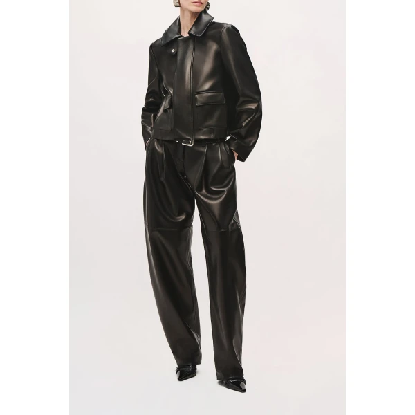 Brandon Maxwell Remi Jacket in Black Leather | Leather Jackets | Luxury Shoes 