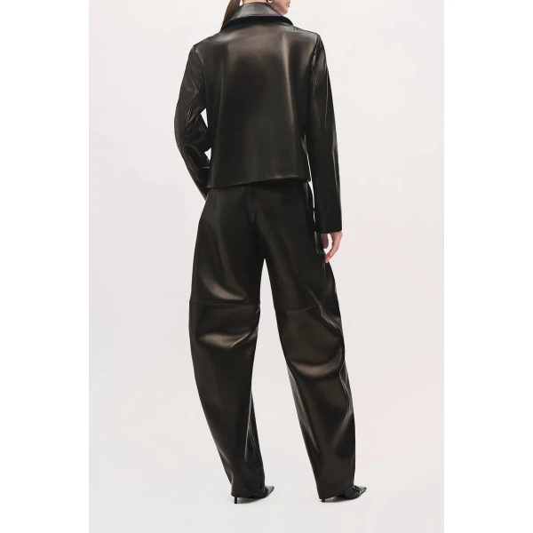 Brandon Maxwell Remi Jacket in Black Leather | Leather Jackets | Luxury Shoes 