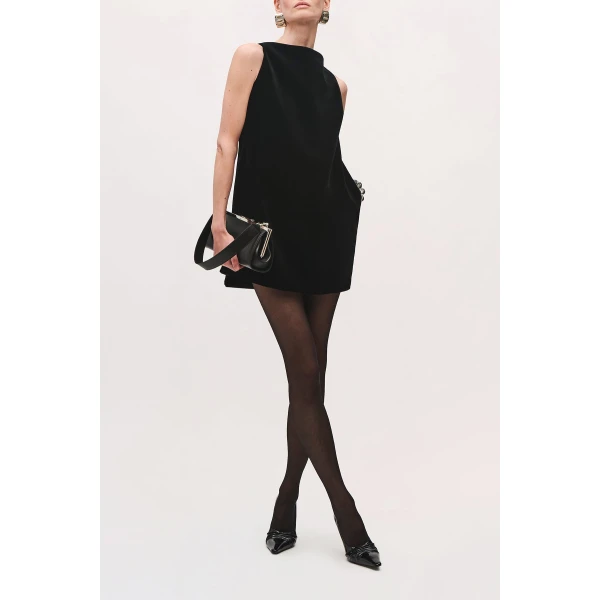 Brandon Maxwell Sable Mini Dress in Black | Mini Dresses | Luxury Shoes 