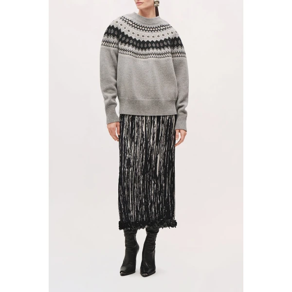 Brandon Maxwell Sinclair Pleated Pencil Skirt in Black and White | Pencil Skirts | Luxury Shoes 