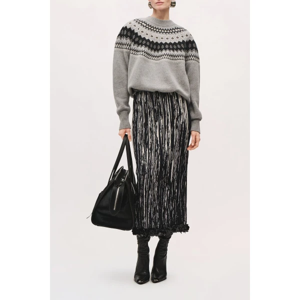 Brandon Maxwell Sinclair Pleated Pencil Skirt in Black and White | Pencil Skirts | Luxury Shoes 