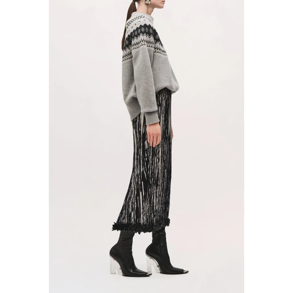 Brandon Maxwell Sinclair Pleated Pencil Skirt in Black and White | Pencil Skirts | Luxury Shoes 