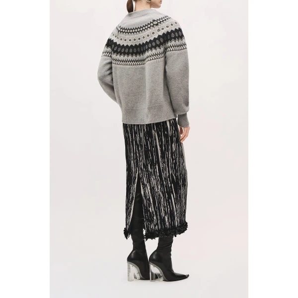 Brandon Maxwell Sinclair Pleated Pencil Skirt in Black and White | Pencil Skirts | Luxury Shoes 