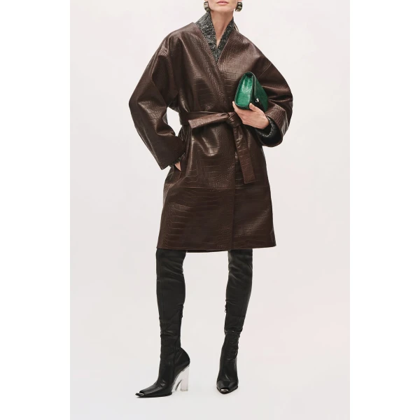 Brandon Maxwell Trinity Coat in Light Brown | Leather Coats | Luxury Shoes 