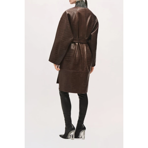 Brandon Maxwell Trinity Coat in Light Brown | Leather Coats | Luxury Shoes 