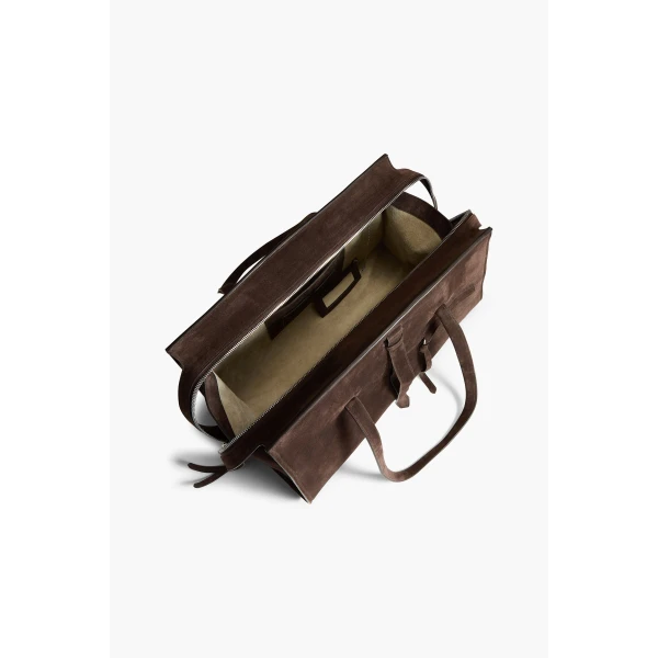 Brandon Maxwell Vance Weekender Bag in Malt Brown Suede | Totes & Top-Handle Bags | Luxury Shoes 