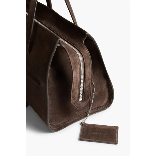 Brandon Maxwell Vance Weekender Bag in Malt Brown Suede | Totes & Top-Handle Bags | Luxury Shoes 