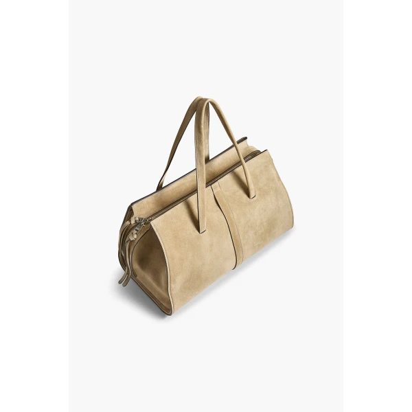 Brandon Maxwell Vance Weekender Bag in Sand Suede | Totes & Top-Handle Bags | Luxury Shoes 