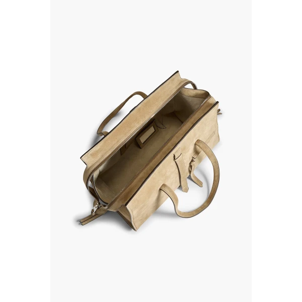 Brandon Maxwell Vance Weekender Bag in Sand Suede | Totes & Top-Handle Bags | Luxury Shoes 