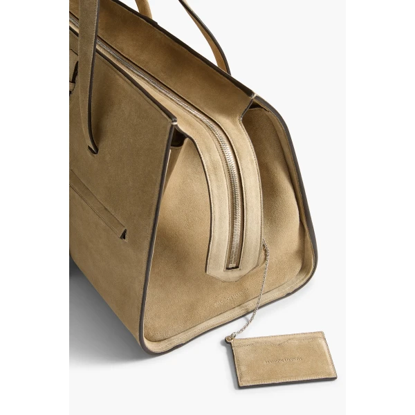 Brandon Maxwell Vance Weekender Bag in Sand Suede | Totes & Top-Handle Bags | Luxury Shoes 
