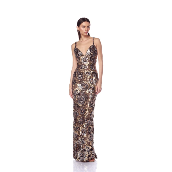 Bronx and Banco Allegra Gold Multi Maxi Dress | Maxi Dresses | Luxury Shoes 