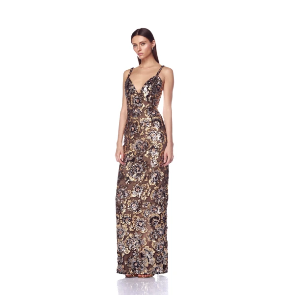 Bronx and Banco Allegra Gold Multi Maxi Dress | Maxi Dresses | Luxury Shoes 