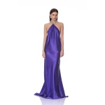 Bronx and Banco Amara Silk Indigo Halterneck Backless Gown | Evening Gowns | Luxury Shoes 