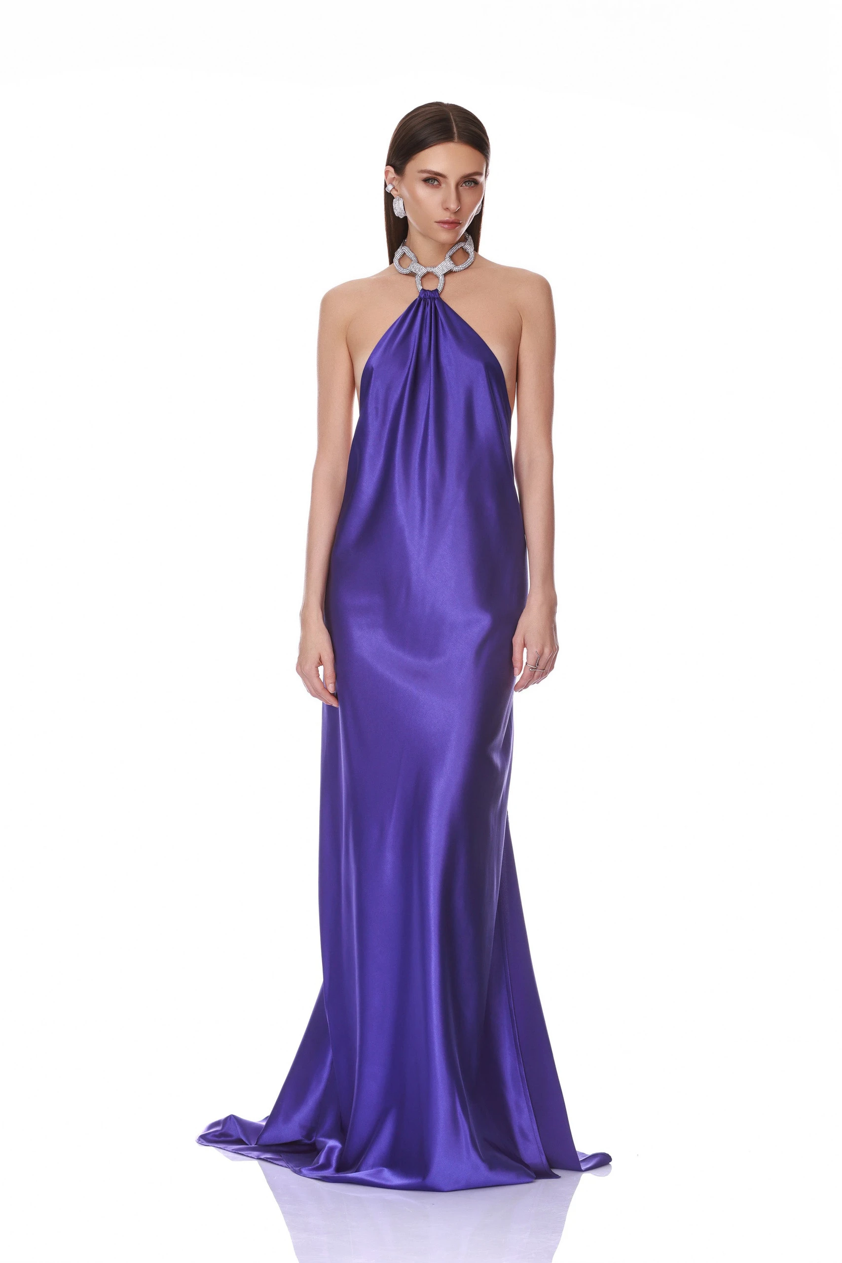 Bronx and Banco Amara Silk Indigo Halterneck Backless Gown 1 Bronx and Banco Amara Silk Indigo Halterneck Backless Gown | Evening Gowns | Luxury Shoes