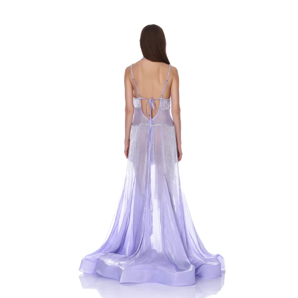 Bronx and Banco Ashanti V-Neck Lavender Organza Gown | Evening Gowns | Luxury Shoes 
