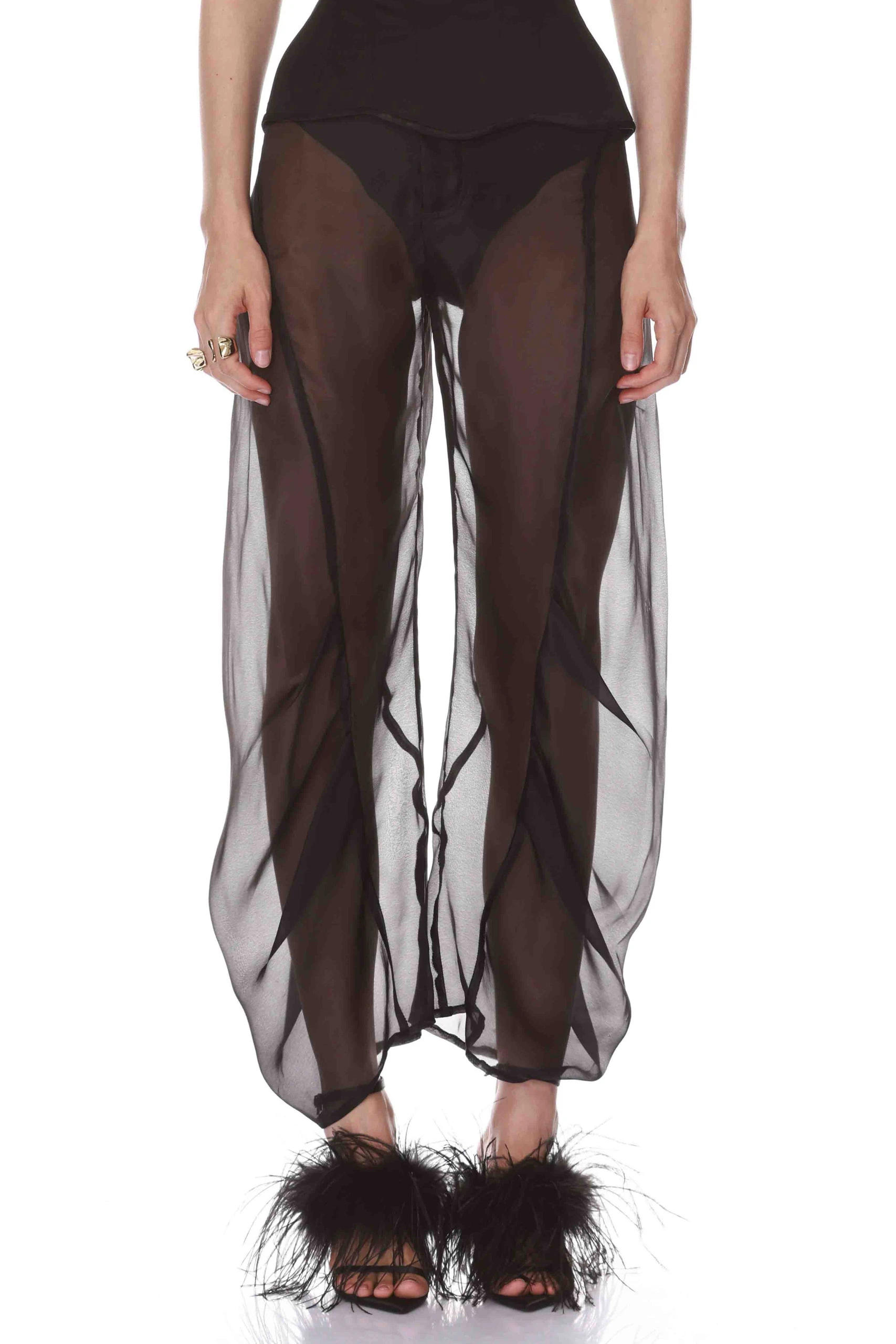 Bronx and Banco Black Organza Pant 1 Bronx and Banco Black Organza Pant | Pants | Luxury Shoes