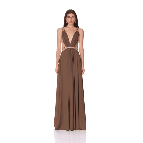 Bronx and Banco Brielle Brown Diamond Gown | Evening Gowns | Luxury Shoes 