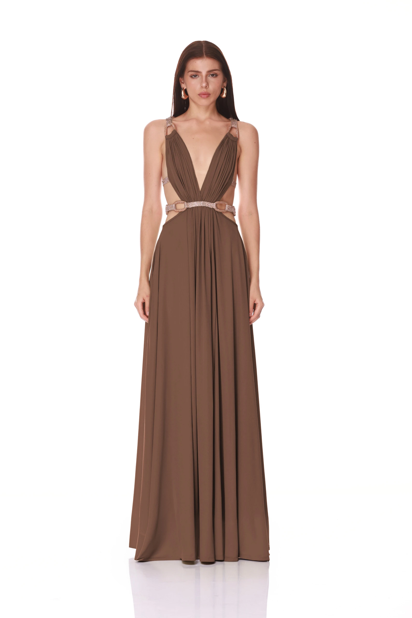 Bronx and Banco Brielle Brown Diamond Gown 1 Bronx and Banco Brielle Brown Diamond Gown | Evening Gowns | Luxury Shoes