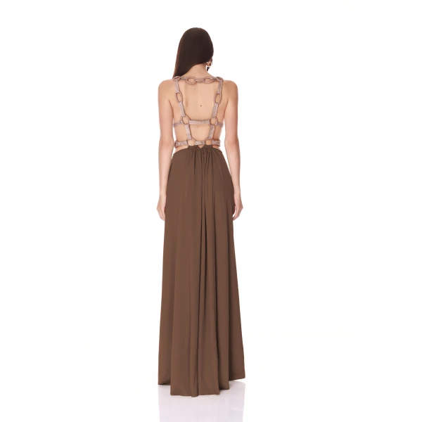 Bronx and Banco Brielle Brown Diamond Gown | Evening Gowns | Luxury Shoes 