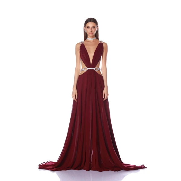 Bronx and Banco Brielle Burgundy Gown | Evening Gowns | Luxury Shoes 