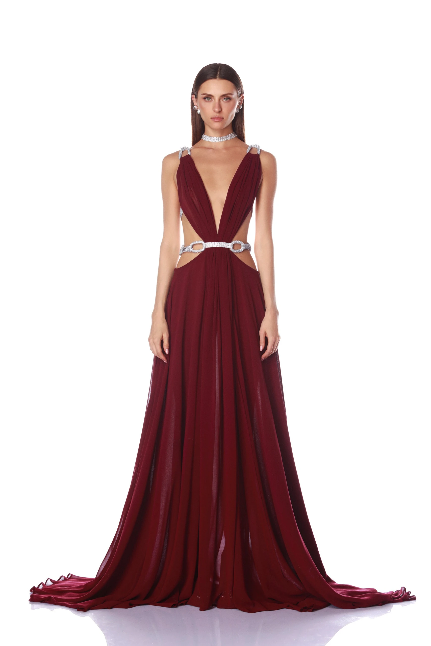 Bronx and Banco Brielle Burgundy Gown 1 Bronx and Banco Brielle Burgundy Gown | Evening Gowns | Luxury Shoes
