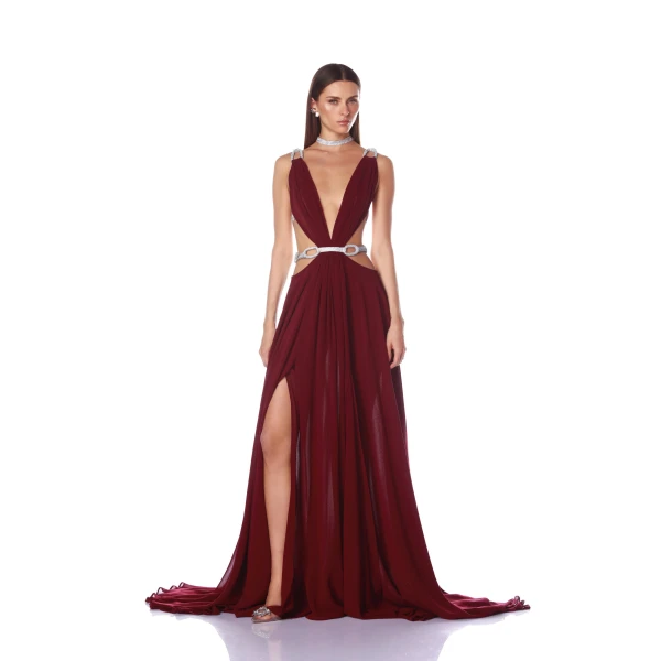 Bronx and Banco Brielle Burgundy Gown | Evening Gowns | Luxury Shoes 
