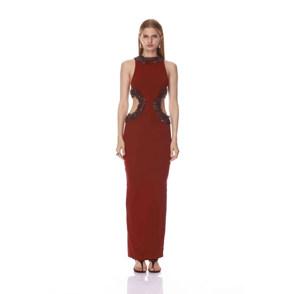 Bronx and Banco Camila Burgundy Cutout Maxi Dress | Maxi Dresses | Luxury Shoes 